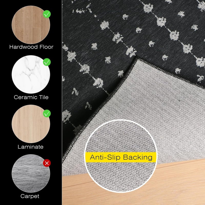 FUNMAT Office Chair Mat for Hardwood & Tile Floors, 60" x 48" Desk Chair Mat, Non-Slip Floor Protector for Rolling Chairs, Machine Washable Area Rug for Home Office, Black - Image 3